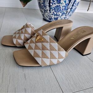 Prada Triangle - Jacquard Leather Sandals